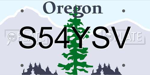 S54YSV Oregon License Plate
