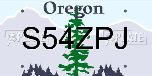 S54ZPJ Oregon License Plate