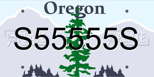 S55555S Oregon License Plate
