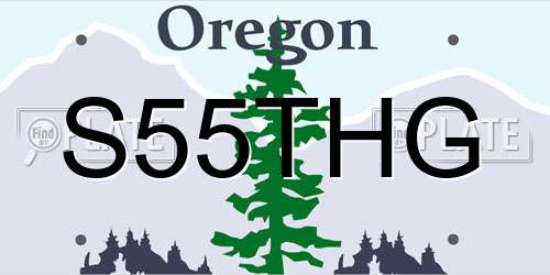 S55THG Oregon License Plate