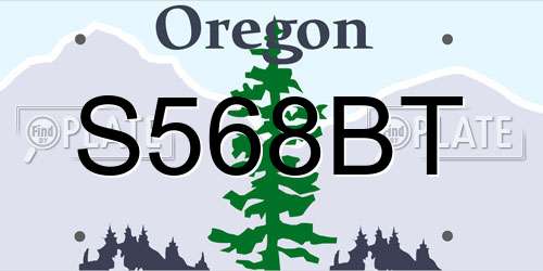 S568BT Oregon License Plate