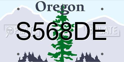 S568DE Oregon License Plate