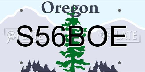 S56BOE Oregon License Plate
