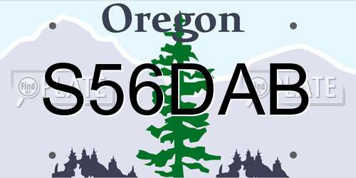 S56DAB Oregon License Plate