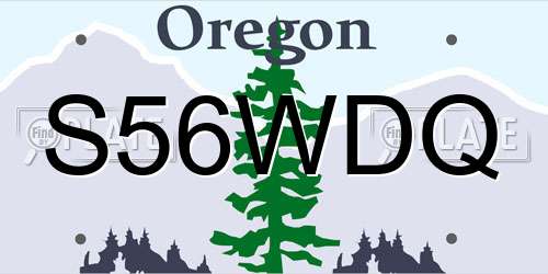 S56WDQ Oregon License Plate