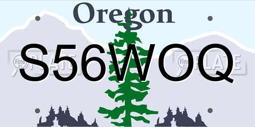 S56WOQ Oregon License Plate