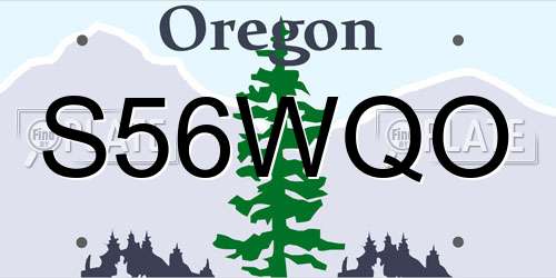 S56WQO Oregon License Plate