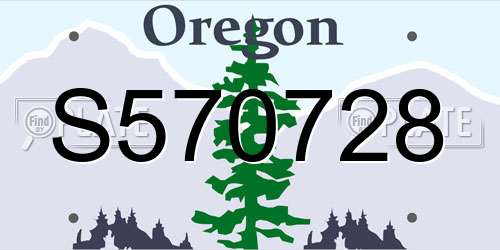 S570728 Oregon License Plate