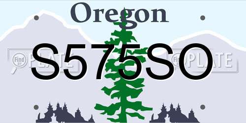 S575SO Oregon License Plate