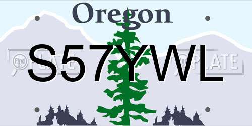 S57YWL Oregon License Plate