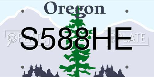 S588HE Oregon License Plate