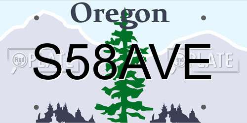 S58AVE Oregon License Plate