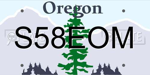 S58EOM Oregon License Plate