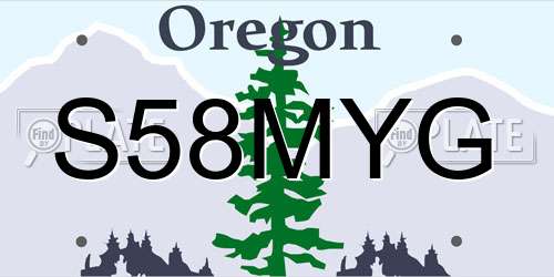 S58MYG Oregon License Plate