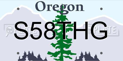 S58THG Oregon License Plate