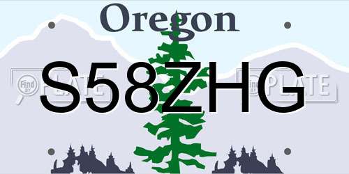 S58ZHG Oregon License Plate