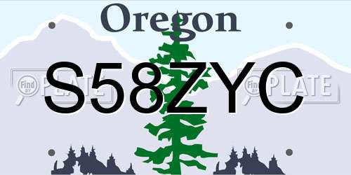 S58ZYC Oregon License Plate