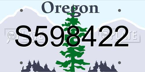 S598422 Oregon License Plate