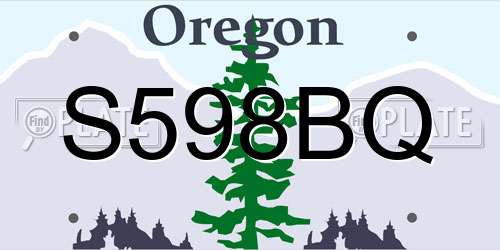 S598BQ Oregon License Plate
