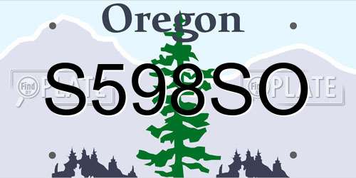 S598SO Oregon License Plate