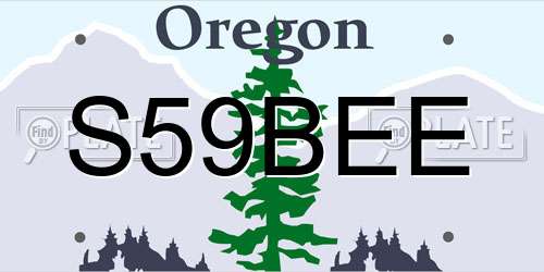S59BEE Oregon License Plate