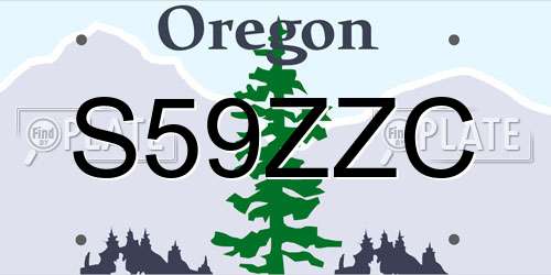 S59ZZC Oregon License Plate