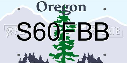S60FBB Oregon License Plate