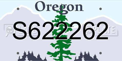 S622262 Oregon License Plate