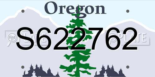 S622762 Oregon License Plate
