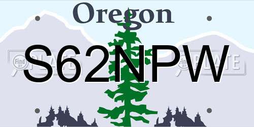 S62NPW Oregon License Plate
