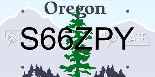 S66ZPY Oregon License Plate