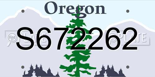 S672262 Oregon License Plate