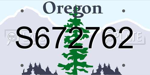 S672762 Oregon License Plate