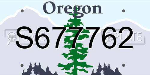 S677762 Oregon License Plate