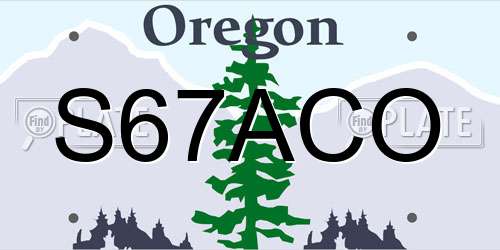 S67ACO Oregon License Plate