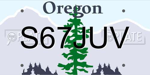 S67JUV Oregon License Plate