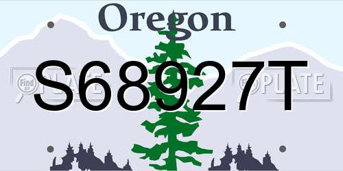 S68927T Oregon License Plate