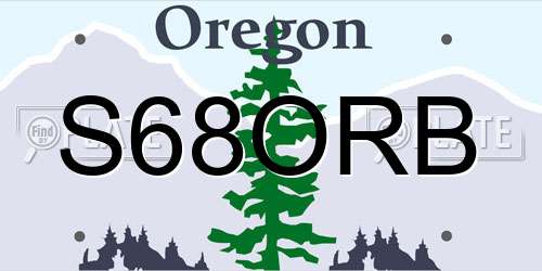 S68ORB Oregon License Plate