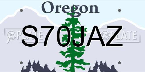 S70JAZ Oregon License Plate