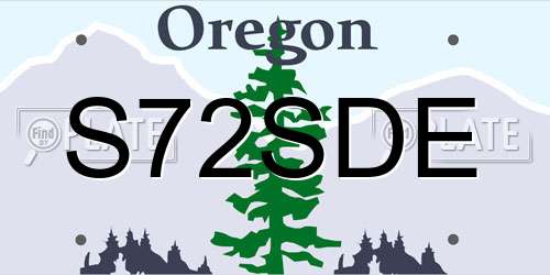 S72SDE Oregon License Plate