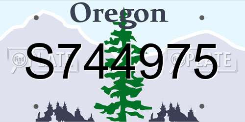 S744975 Oregon License Plate