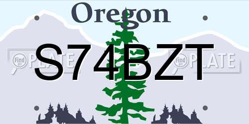 S74BZT Oregon License Plate