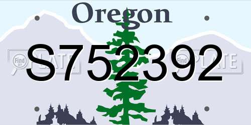 S752392 Oregon License Plate