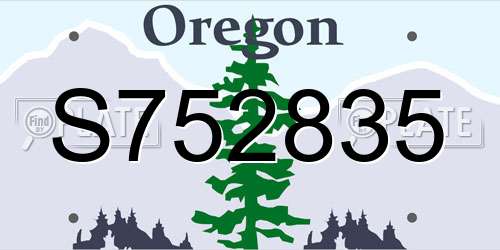 S752835 Oregon License Plate