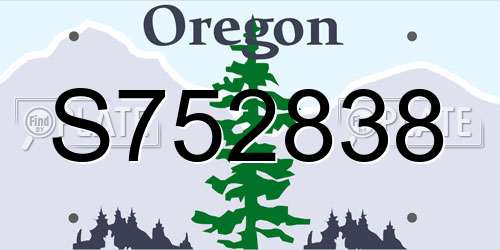 S752838 Oregon License Plate