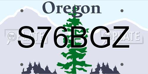 S76BGZ Oregon License Plate