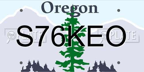 S76KEO Oregon License Plate
