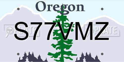 S77VMZ Oregon License Plate