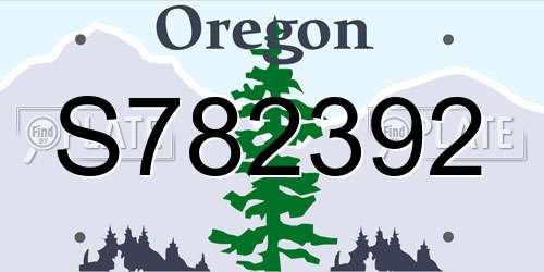 S782392 Oregon License Plate