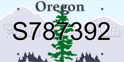S787392 Oregon License Plate